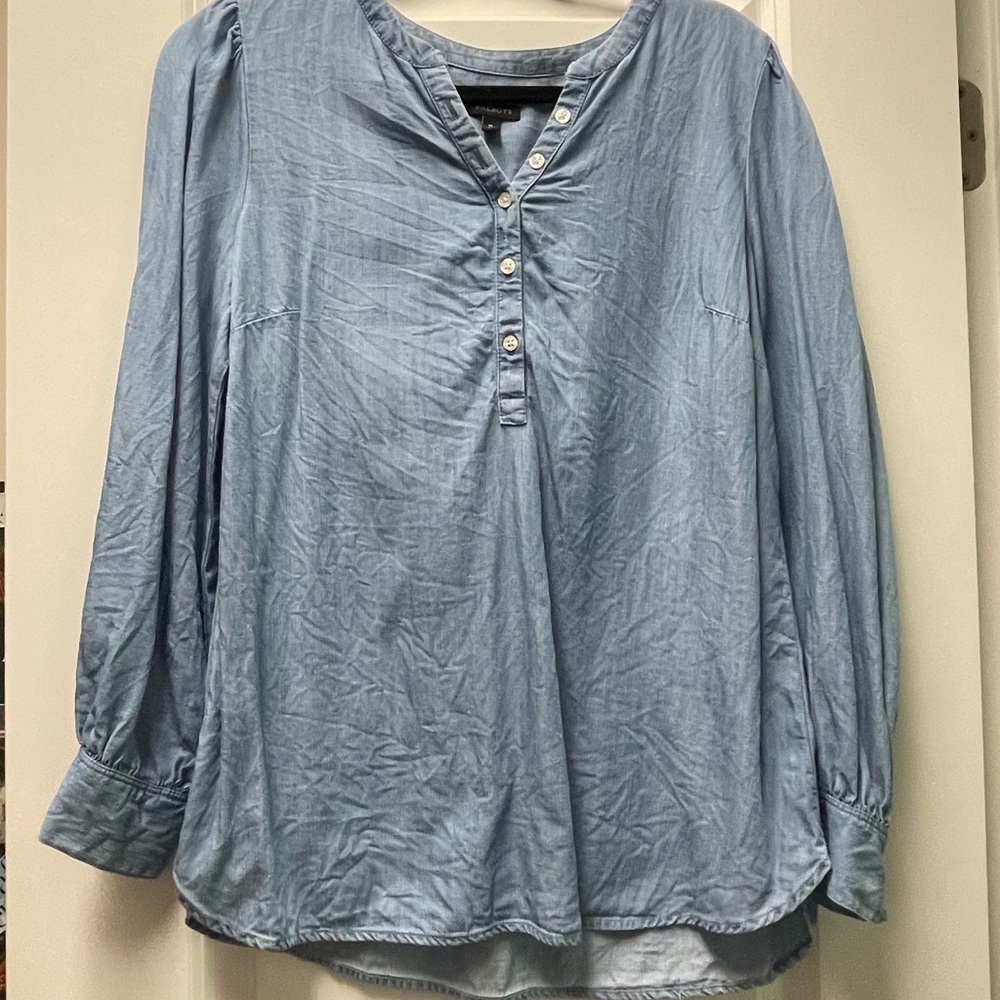 Talbots Sky Blue Button-Front Blouse